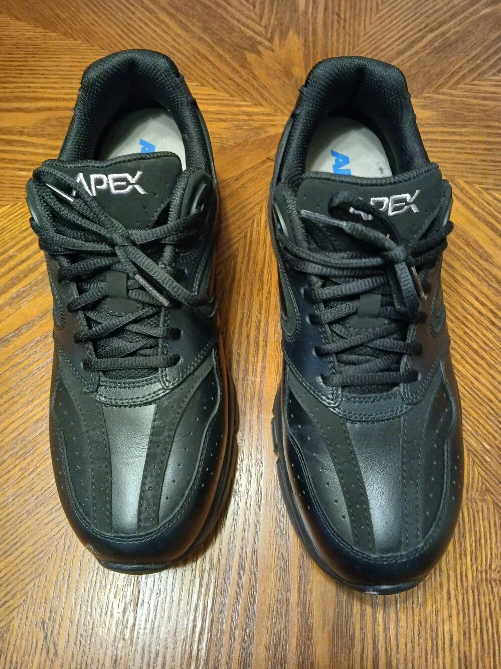 Apex Men's Black Leather Casual Lace-Up Shoes